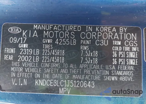 2018 Kia Niro Touring from USA, damaged, VIN KNDCE3LC1J5120643